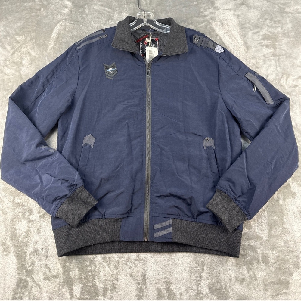 Indigo Star Mens Windbreaker Jacket Indigo Blue Tactical Bomber Large NEW